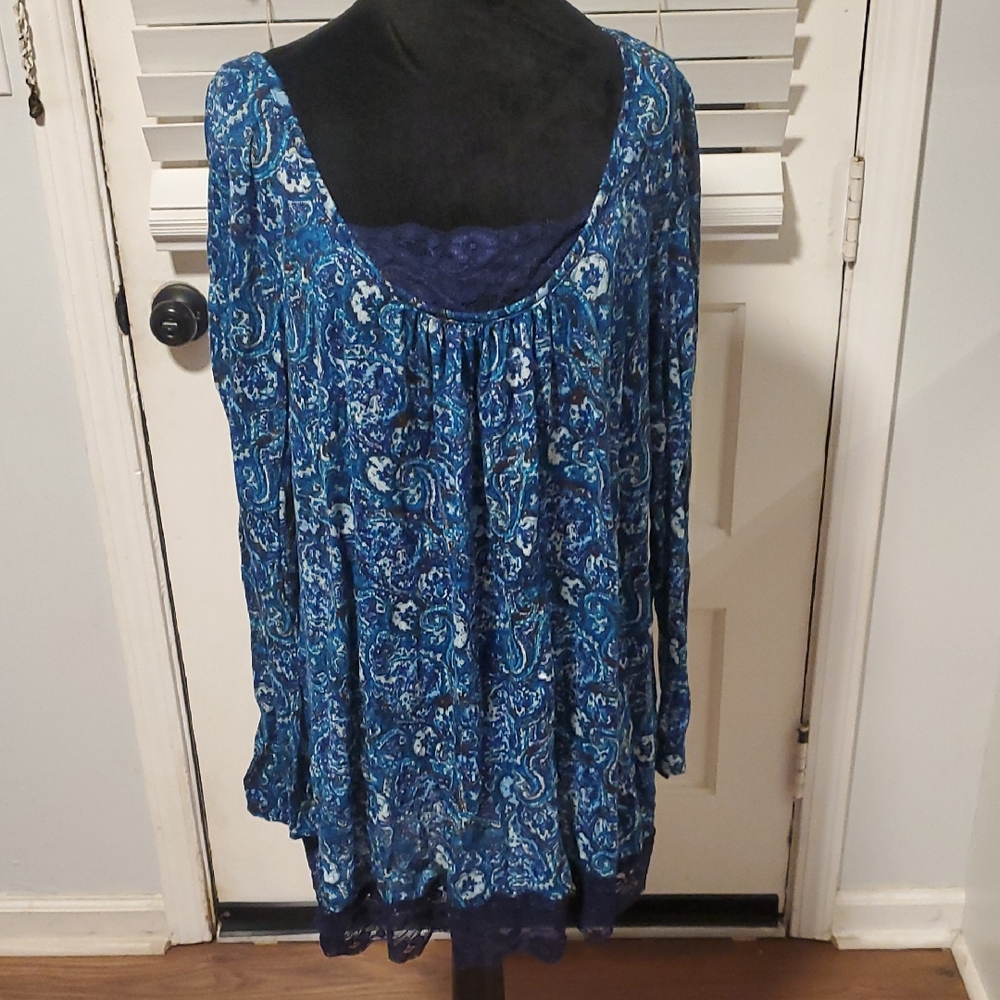 Basic Editions Blue Paisley Blouse